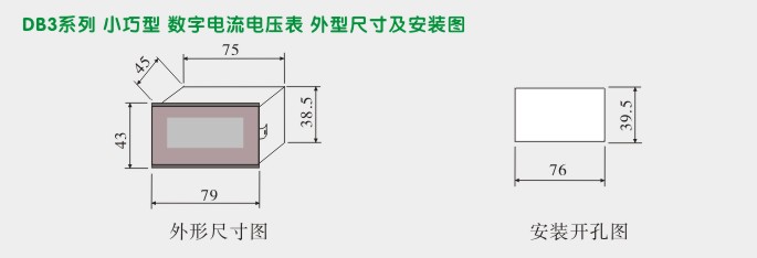 交流电压表,DB3数字电压表,电压表外形尺寸及安装图